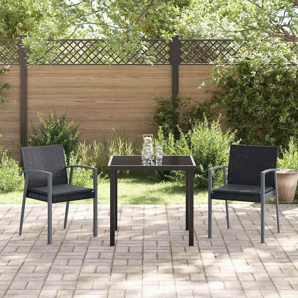 Have Spisebordssæt 3 pcs Sort Poly rattan