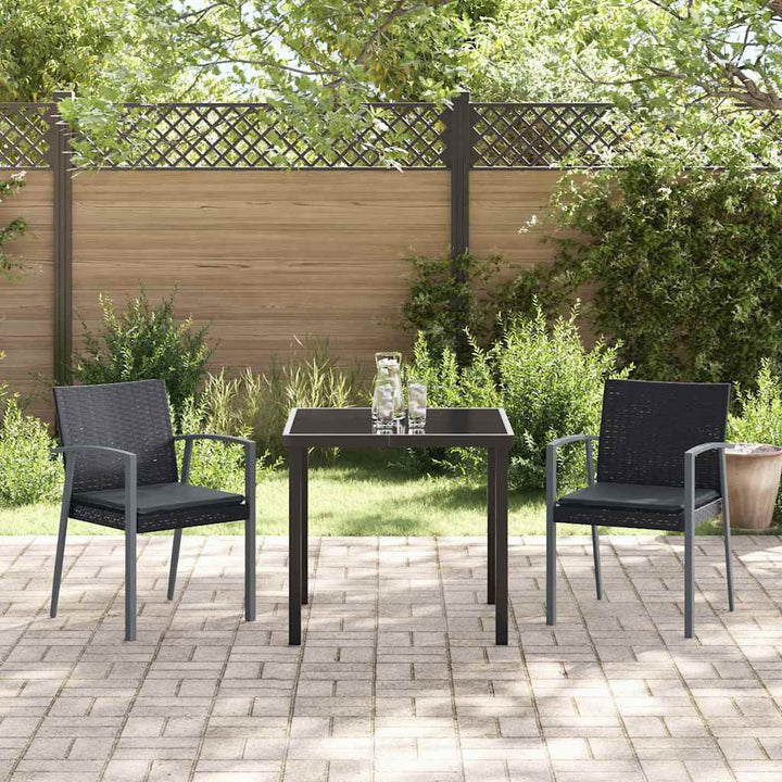 Have Spisebordssæt 3 pcs Sort Poly rattan