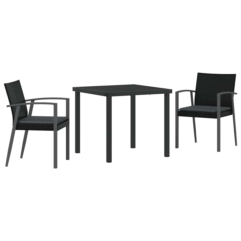 Have Spisebordssæt 3 pcs Sort Poly rattan