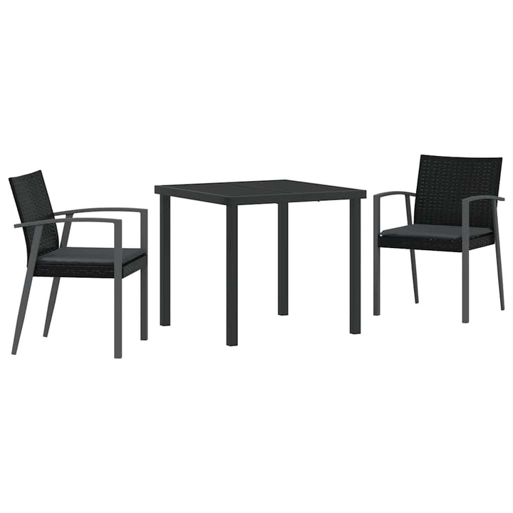 Have Spisebordssæt 3 pcs Sort Poly rattan