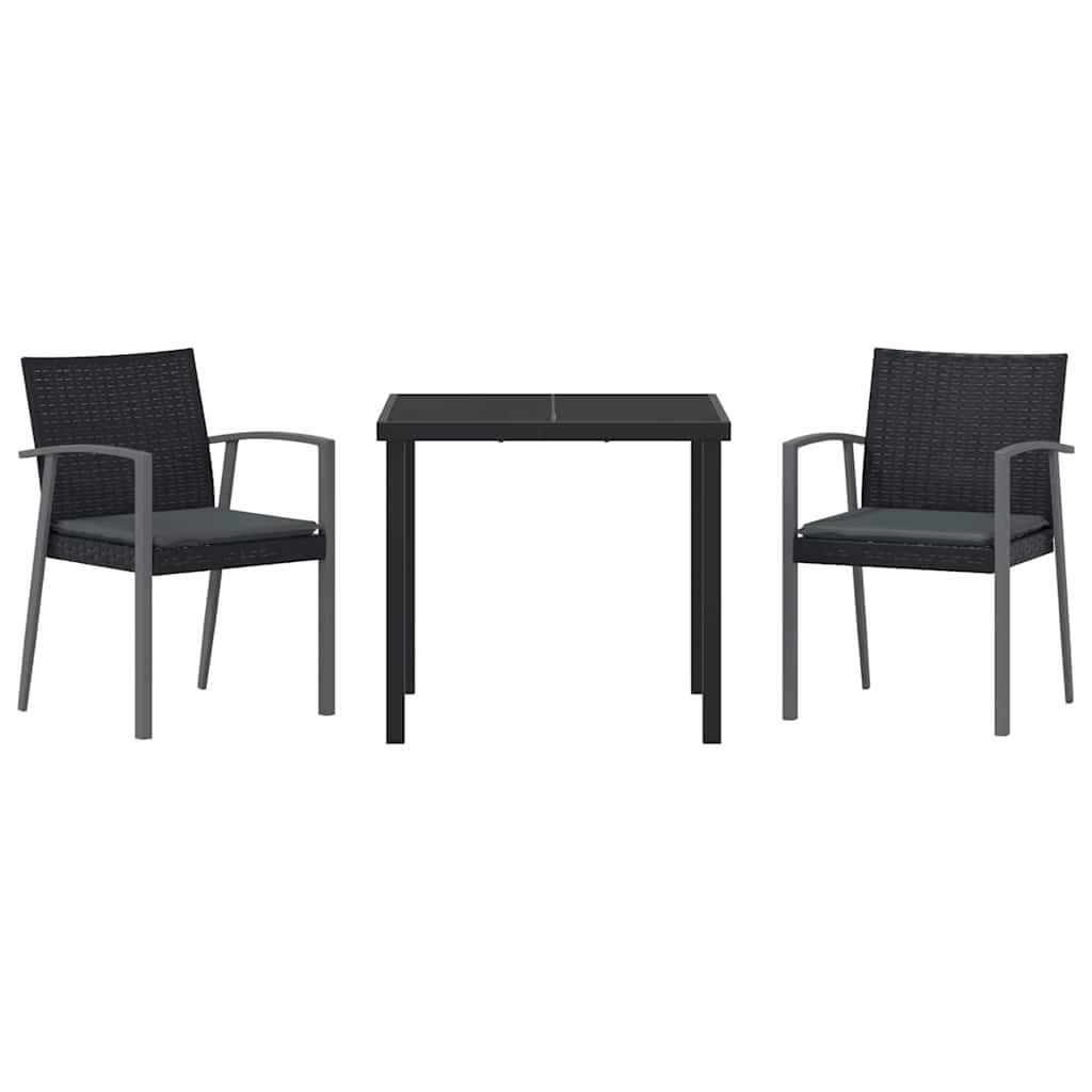 Have Spisebordssæt 3 pcs Sort Poly rattan