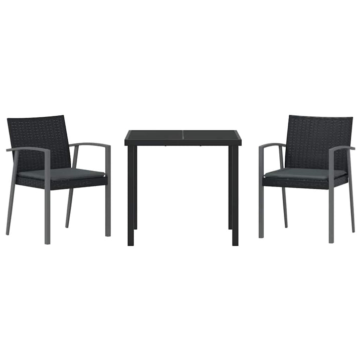 Have Spisebordssæt 3 pcs Sort Poly rattan