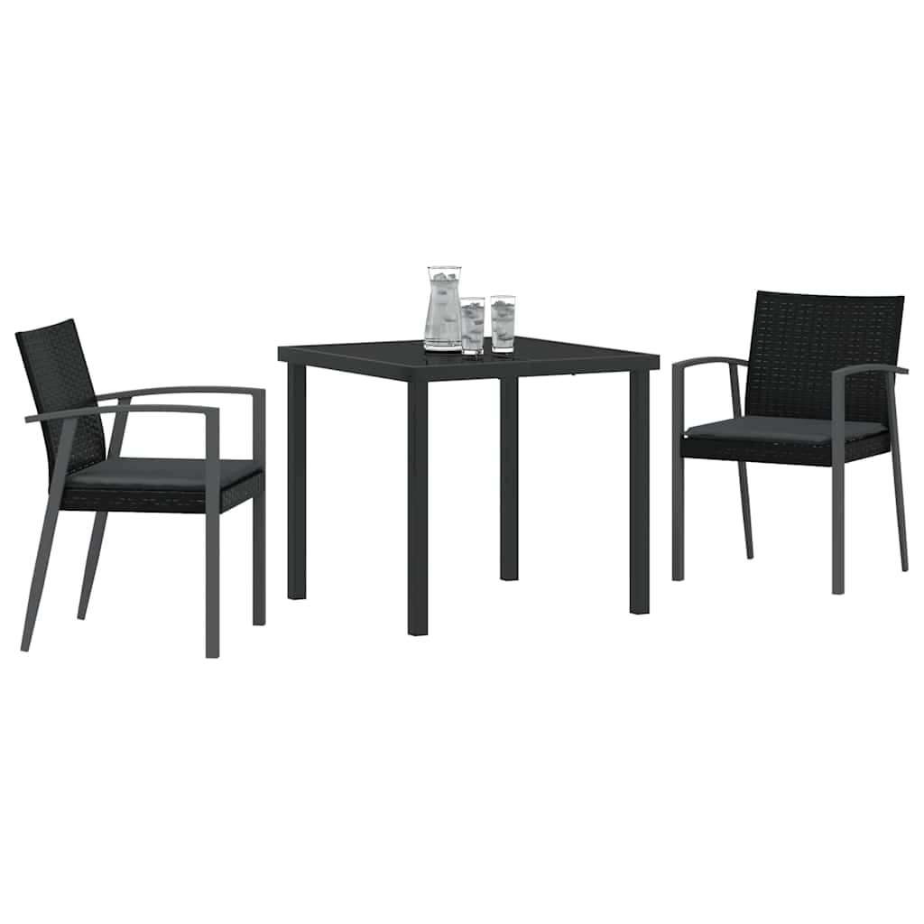 Have Spisebordssæt 3 pcs Sort Poly rattan