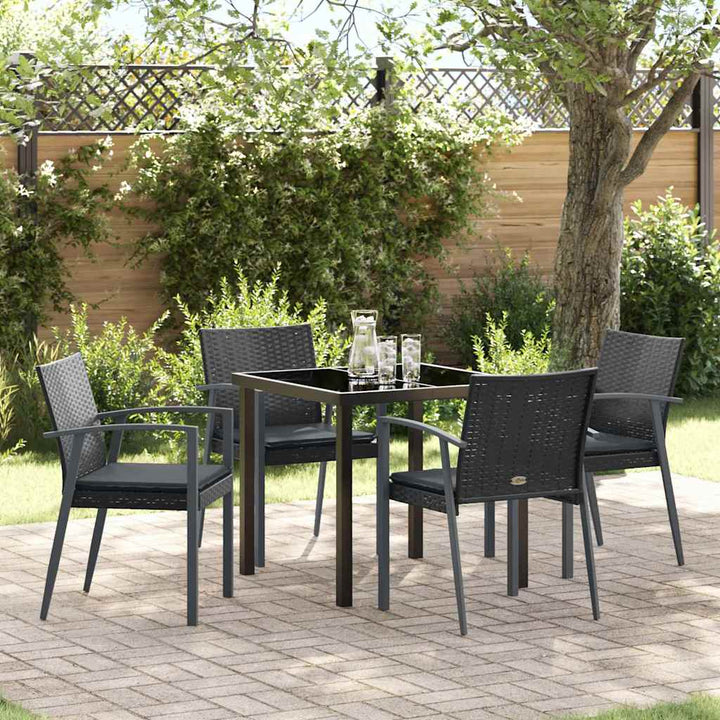 Have Spisebordssæt 5 pcs Sort Poly rattan
