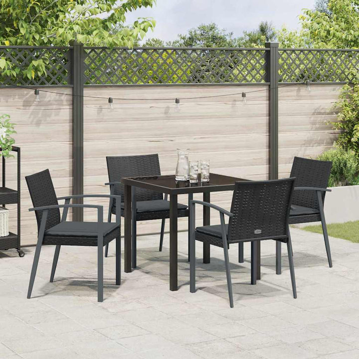 Have Spisebordssæt 5 pcs Sort Poly rattan