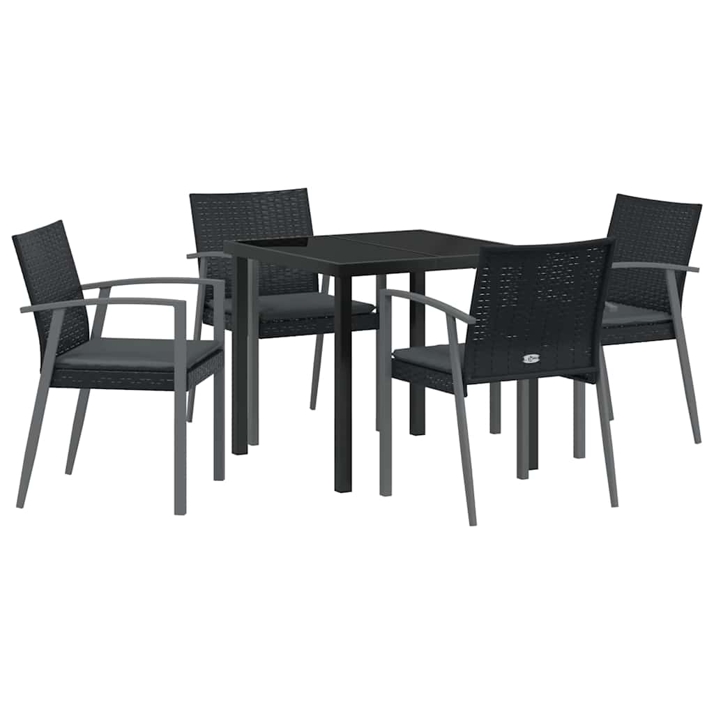 Have Spisebordssæt 5 pcs Sort Poly rattan