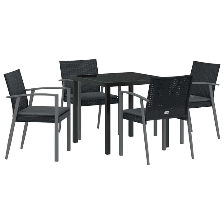 Have Spisebordssæt 5 pcs Sort Poly rattan