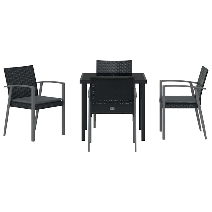 Have Spisebordssæt 5 pcs Sort Poly rattan