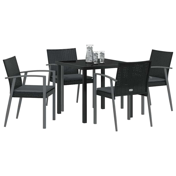 Have Spisebordssæt 5 pcs Sort Poly rattan