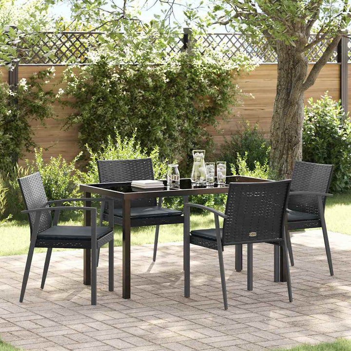 Have Spisebordssæt 5 pcs Sort Poly rattan
