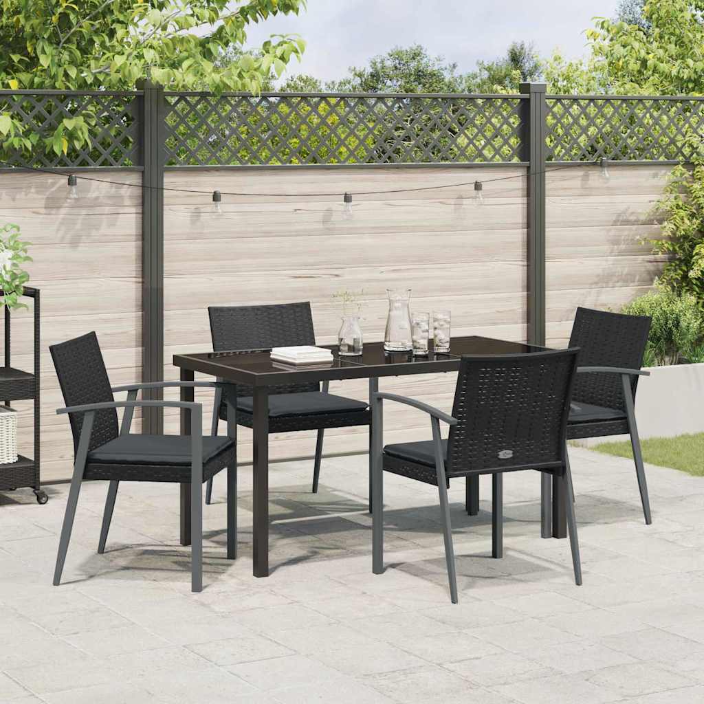 Have Spisebordssæt 5 pcs Sort Poly rattan