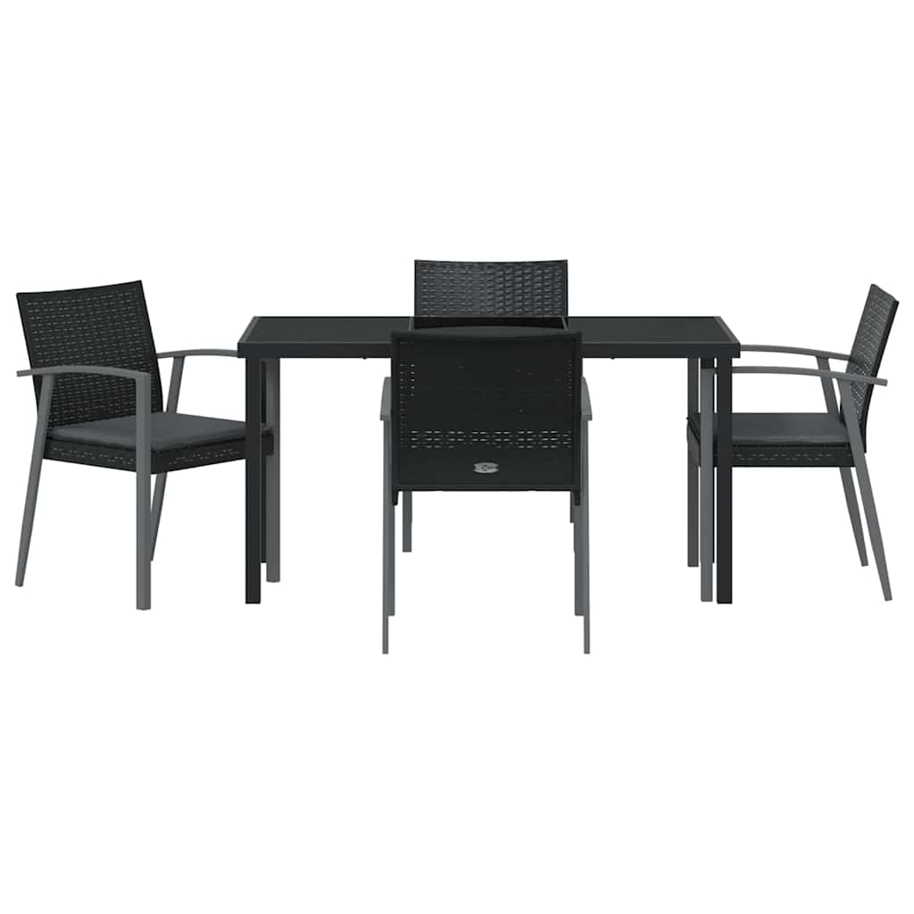 Have Spisebordssæt 5 pcs Sort Poly rattan