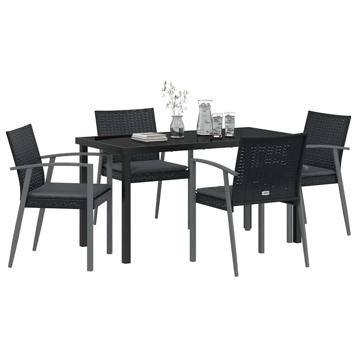 Have Spisebordssæt 5 pcs Sort Poly rattan