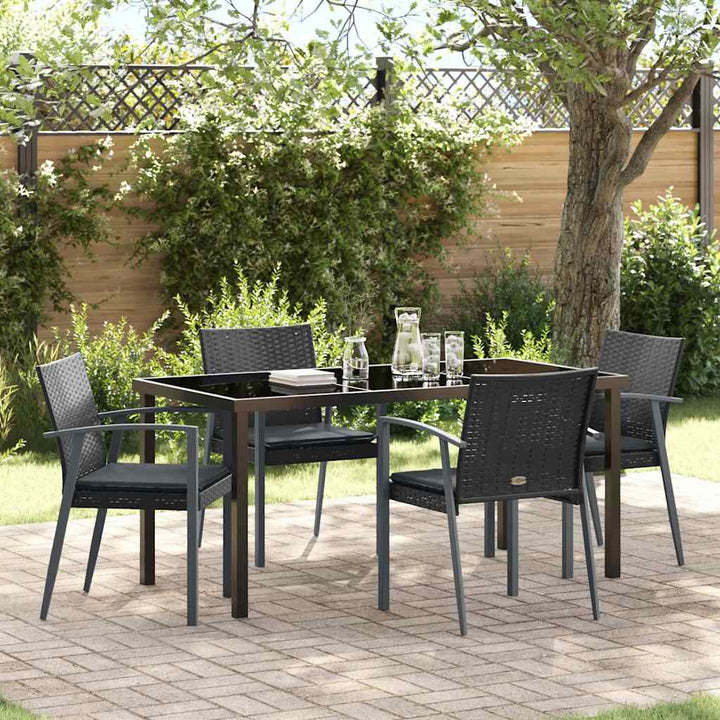 Have Spisebordssæt 5 pcs Sort Poly rattan