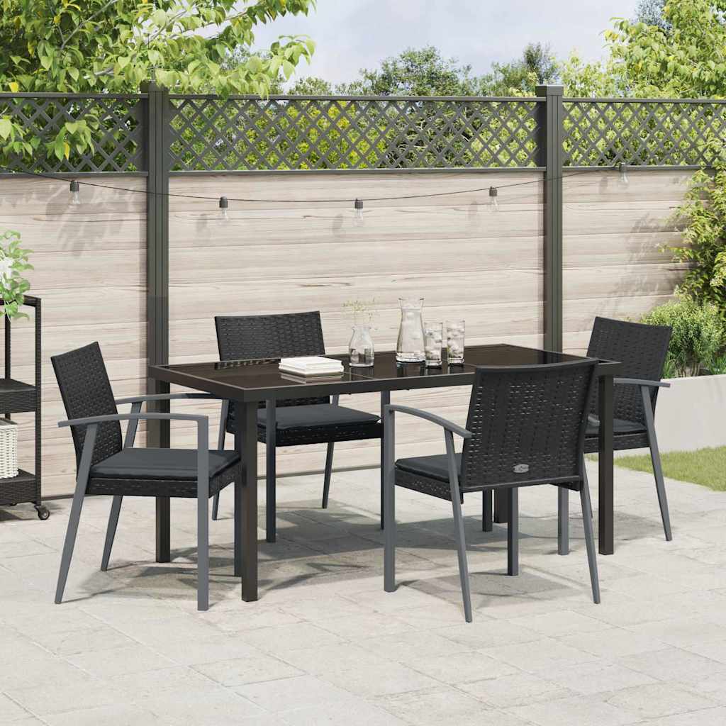 Have Spisebordssæt 5 pcs Sort Poly rattan