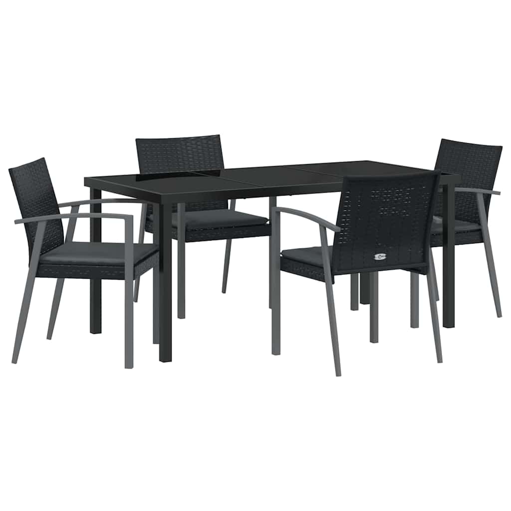 Have Spisebordssæt 5 pcs Sort Poly rattan