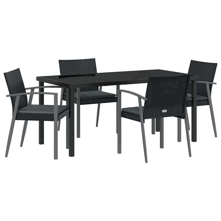 Have Spisebordssæt 5 pcs Sort Poly rattan