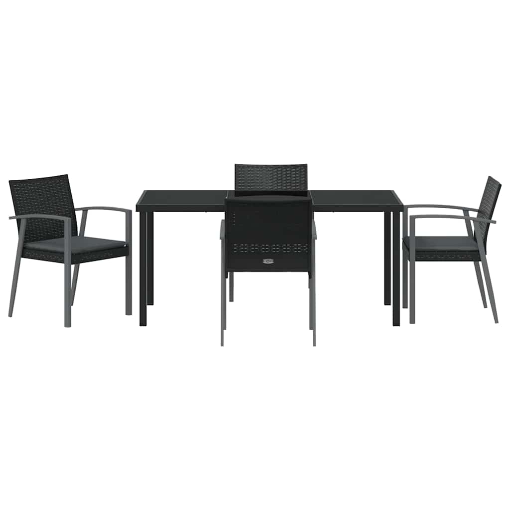 Have Spisebordssæt 5 pcs Sort Poly rattan