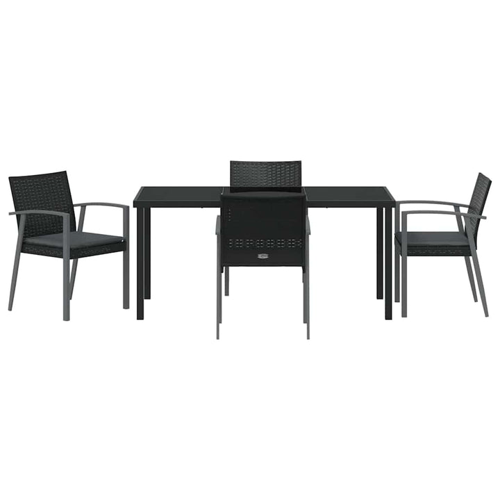 Have Spisebordssæt 5 pcs Sort Poly rattan