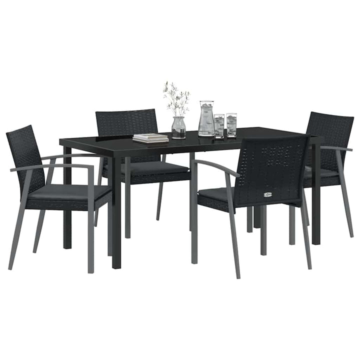Have Spisebordssæt 5 pcs Sort Poly rattan