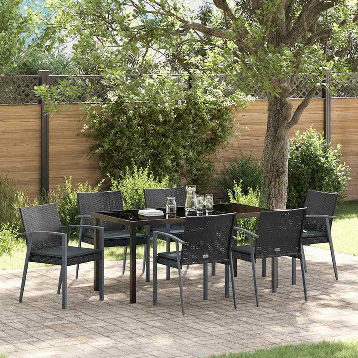 Have Spisebordssæt 7 pcs Sort Poly rattan