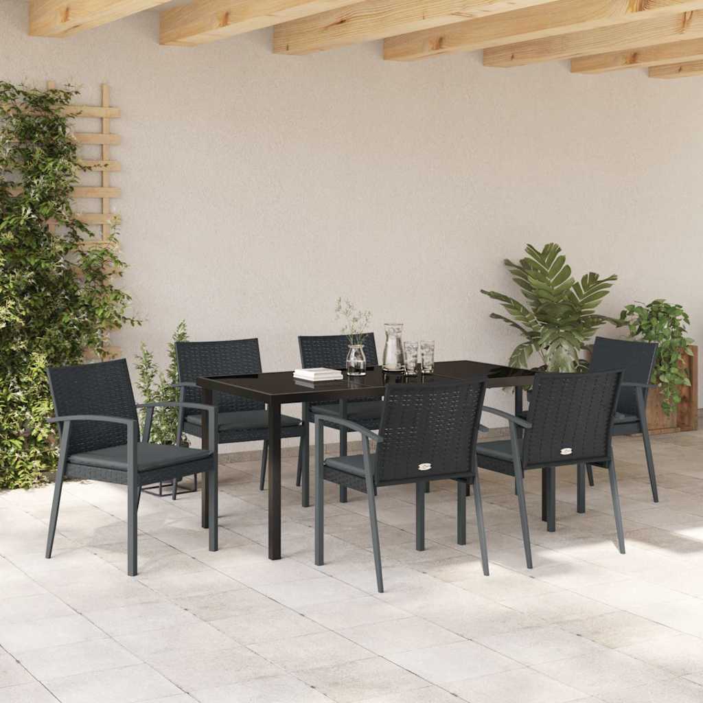 Have Spisebordssæt 7 pcs Sort Poly rattan