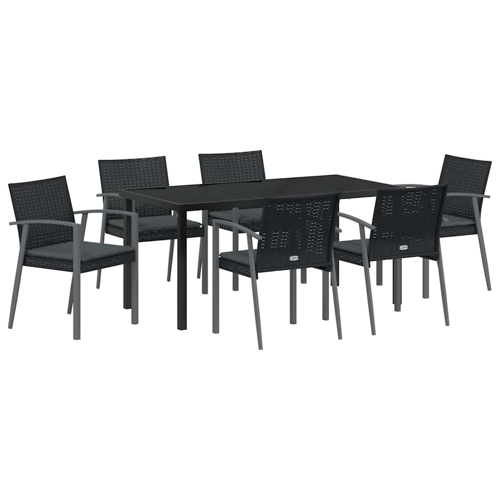 Have Spisebordssæt 7 pcs Sort Poly rattan