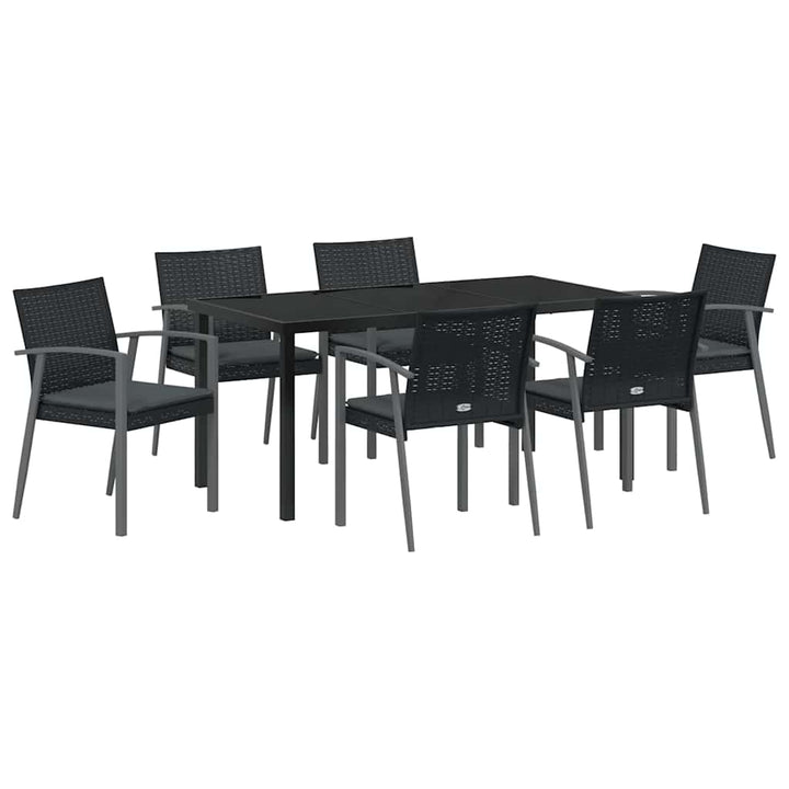 Have Spisebordssæt 7 pcs Sort Poly rattan