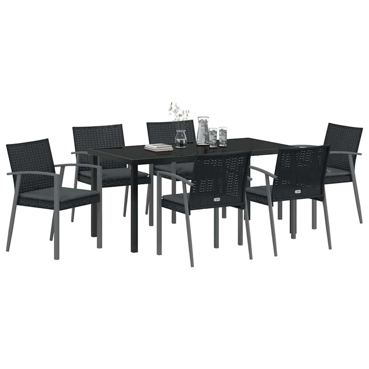 Have Spisebordssæt 7 pcs Sort Poly rattan