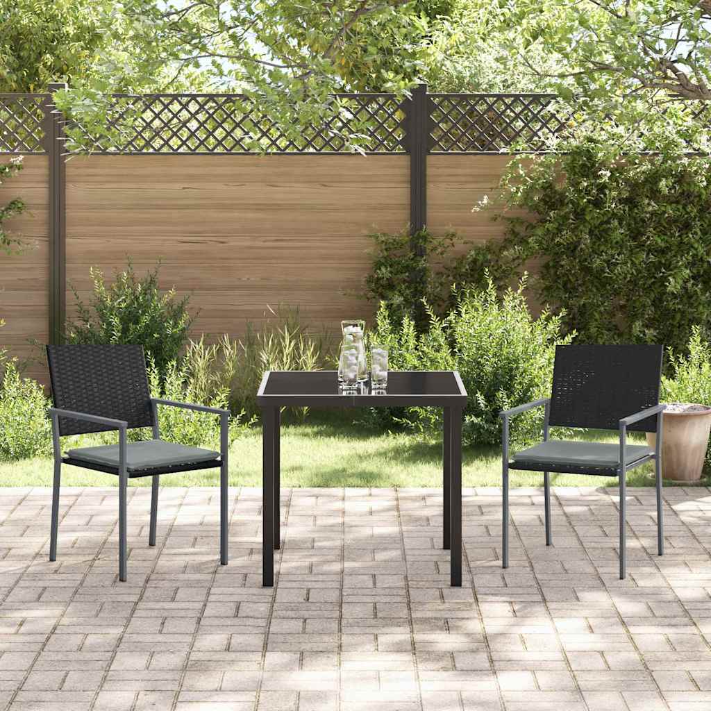 Have Spisebordssæt 3 pcs Sort Poly rattan