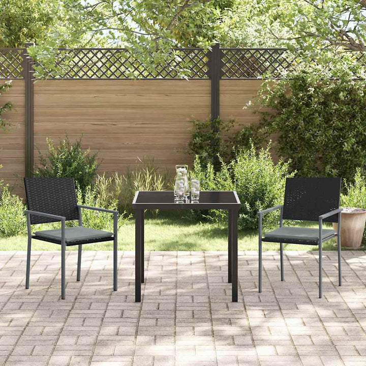 Have Spisebordssæt 3 pcs Sort Poly rattan
