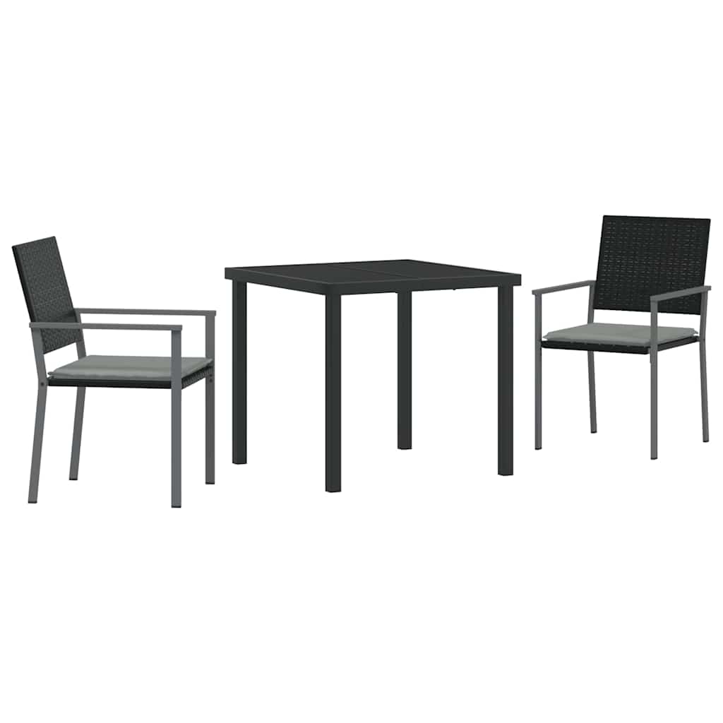 Have Spisebordssæt 3 pcs Sort Poly rattan