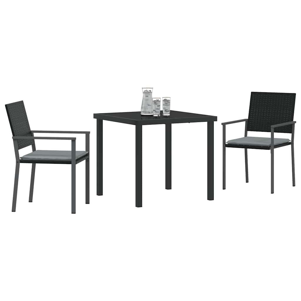 Have Spisebordssæt 3 pcs Sort Poly rattan