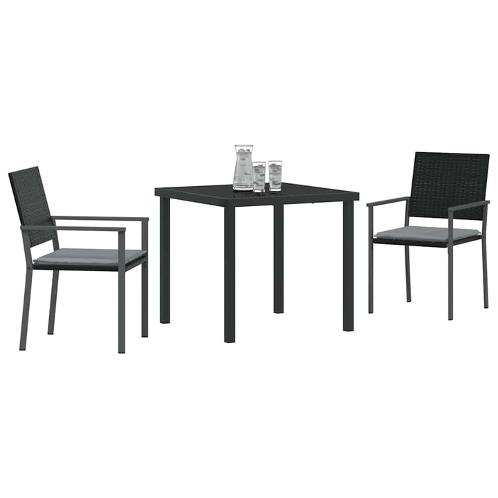 Have Spisebordssæt 3 pcs Sort Poly rattan