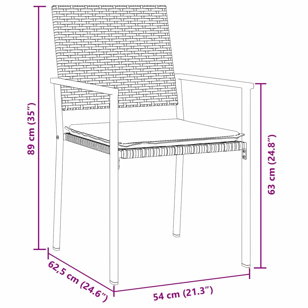 Have Spisebordssæt 3 pcs Sort Poly rattan