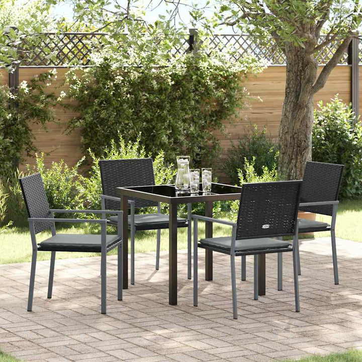 Have Spisebordssæt 5 pcs Sort Poly rattan
