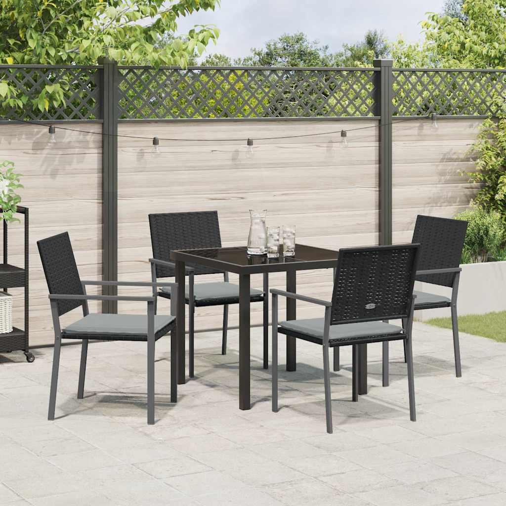 Have Spisebordssæt 5 pcs Sort Poly rattan