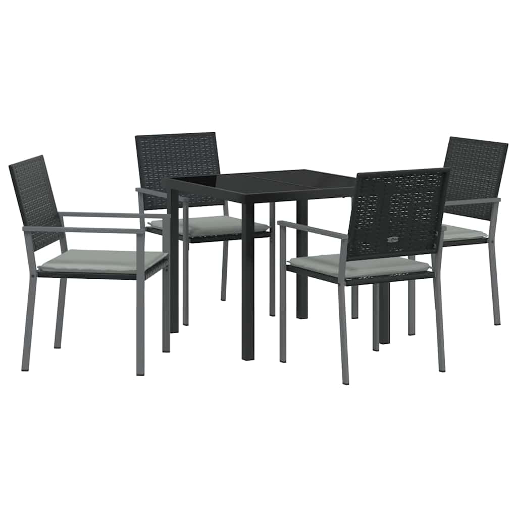 Have Spisebordssæt 5 pcs Sort Poly rattan