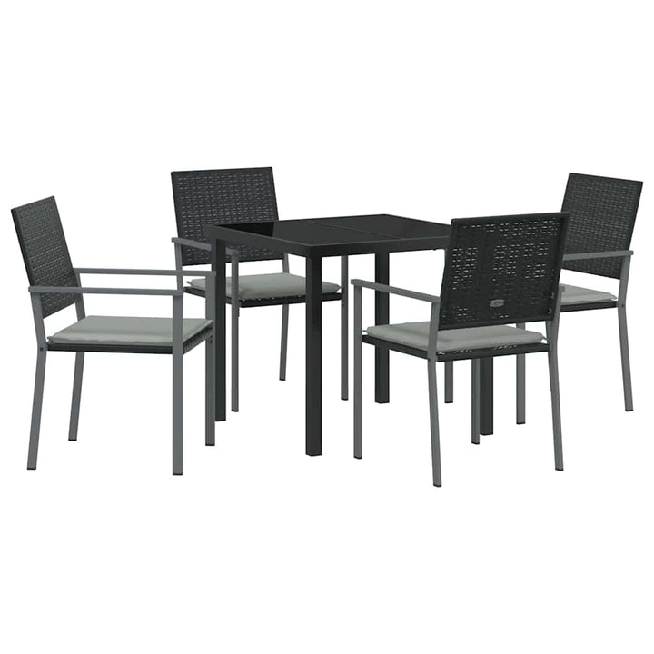 Have Spisebordssæt 5 pcs Sort Poly rattan