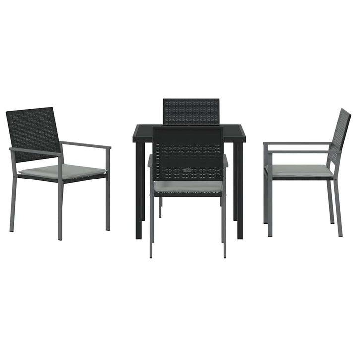 Have Spisebordssæt 5 pcs Sort Poly rattan