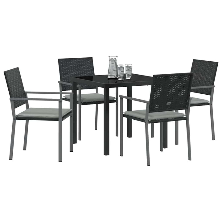 Have Spisebordssæt 5 pcs Sort Poly rattan