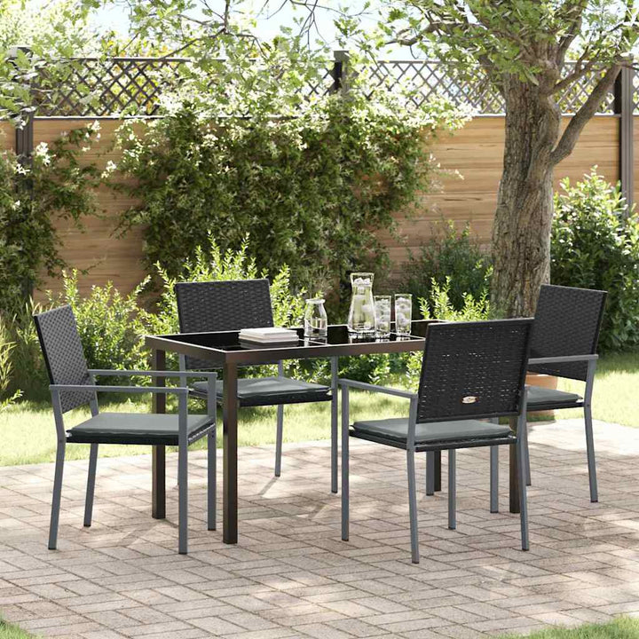 Have Spisebordssæt 5 pcs Sort Poly rattan