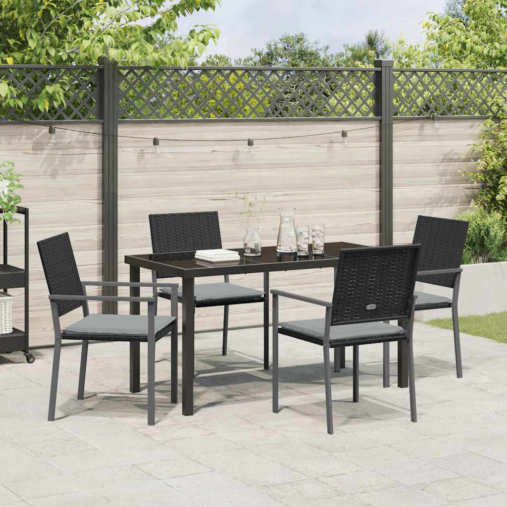 Have Spisebordssæt 5 pcs Sort Poly rattan
