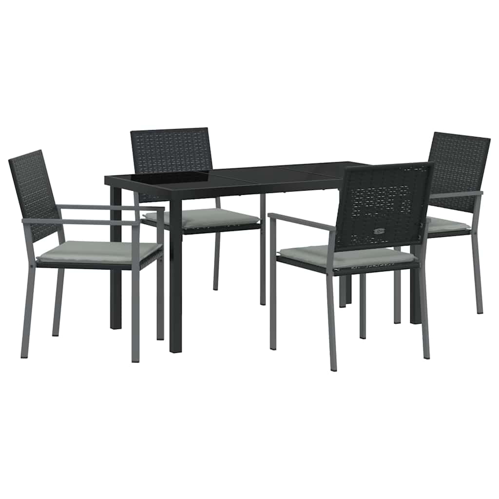 Have Spisebordssæt 5 pcs Sort Poly rattan