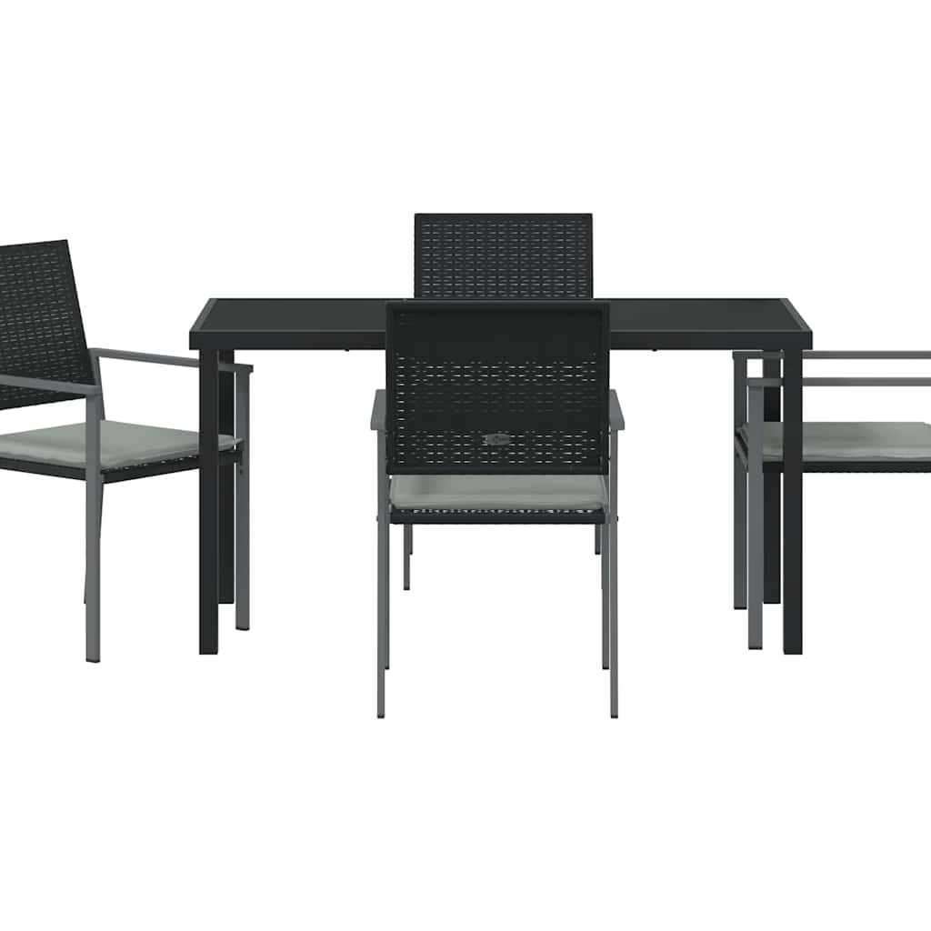 Have Spisebordssæt 5 pcs Sort Poly rattan
