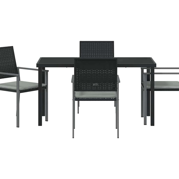 Have Spisebordssæt 5 pcs Sort Poly rattan