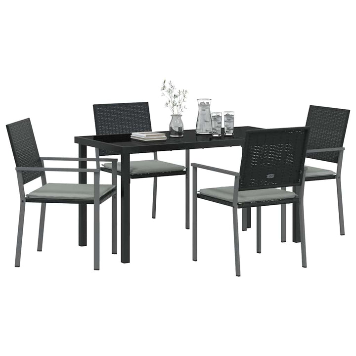 Have Spisebordssæt 5 pcs Sort Poly rattan
