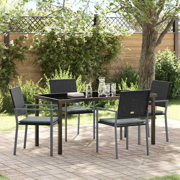 Have Spisebordssæt 5 pcs Sort Poly rattan