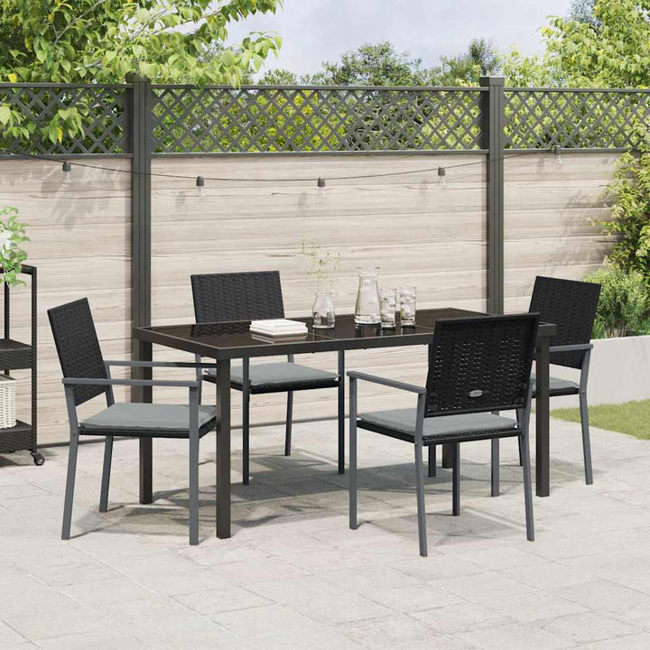 Have Spisebordssæt 5 pcs Sort Poly rattan