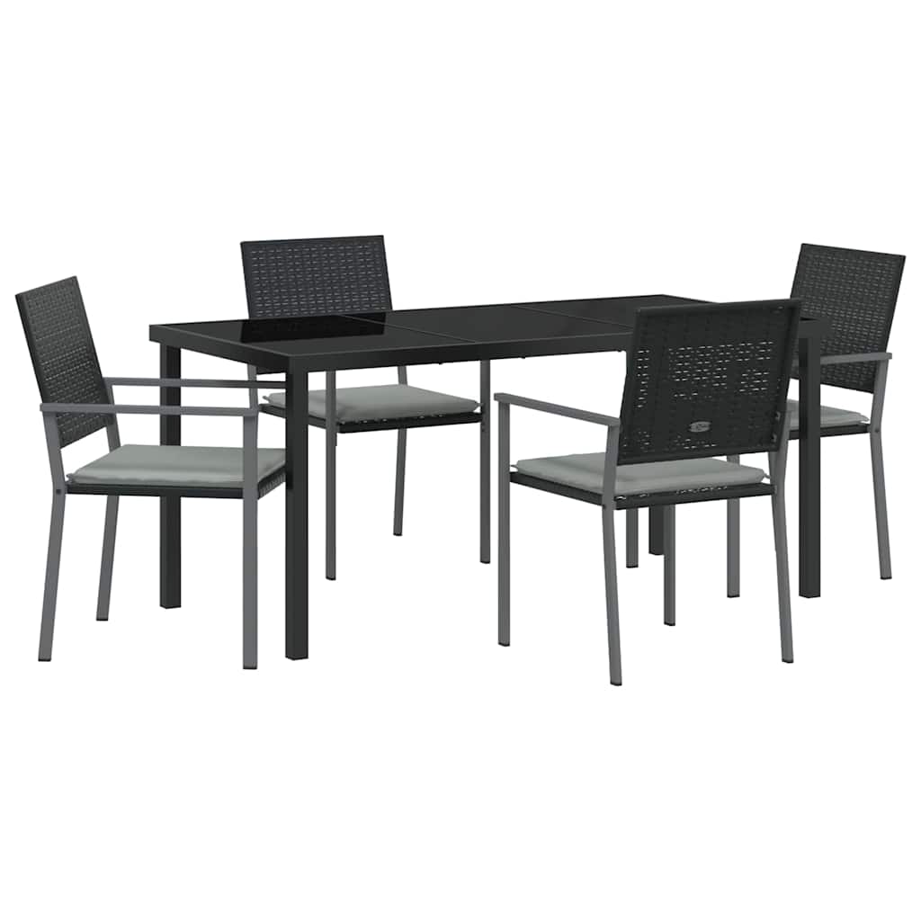 Have Spisebordssæt 5 pcs Sort Poly rattan